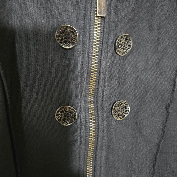 Lulu B Goth Button Up Long Jacket NWT Womens Medium Black Metal Buttons - Picture 5 of 10